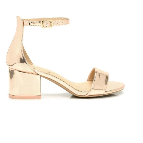 gold low chunky heels